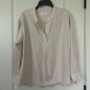 $226 XIRENA size XS Vonn Top Popover Brushed Cotton Flannel Shirt Off white